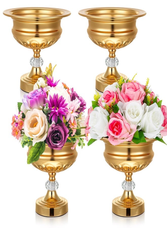 Ninehaoou 2 Pcs Crystal Gold Vases for Centerpieces Gold Metal Compote Bowl Wedding Elegant Wedding Centerpieces Compote Bowl Decorative Trumpet Vase for Decoration Anniversary Ceremony Birthday Party - Image 1